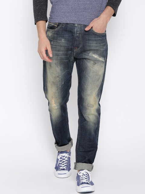 

Jack & Jones Blue Washed Erik Anti Fit Mid-Rise Jeans