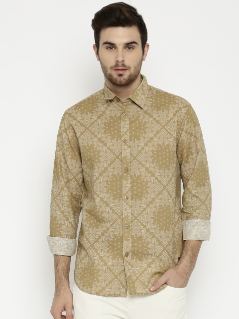 

Jack & Jones Khaki Printed Linen Casual Shirt