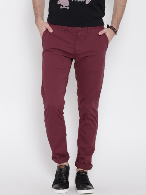 

Jack & Jones Wine-Coloured Glenn Fit Chino Trousers, Burgundy