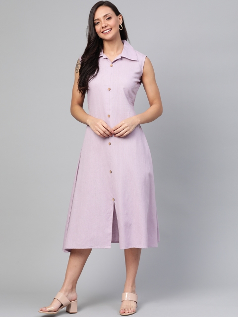 

Yufta Women Lavender Solid Shirt Dress