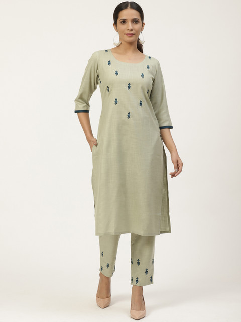 

GERUA Women Green & Navy Blue Yoke Design Kurta with Trousers