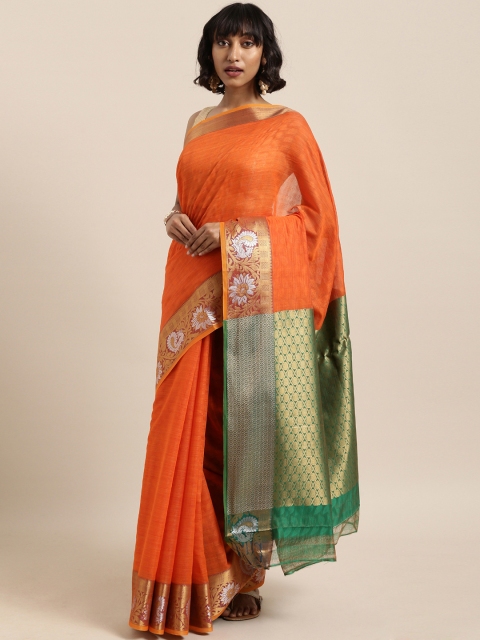 

The Chennai Silks Classicate Orange Woven Design Pure Cotton Saree