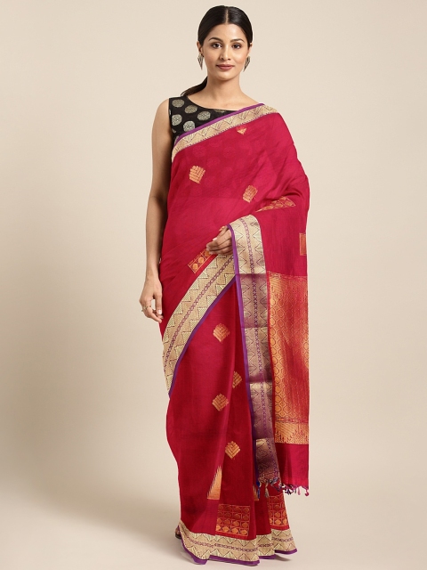 

The Chennai Silks Red & Golden Zari Woven Design Maheshwari Saree