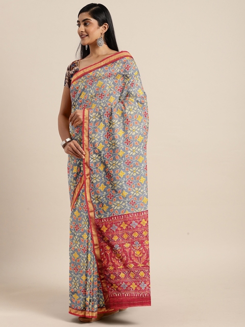 

The Chennai Silks Classicate Grey & Red Printed Saree