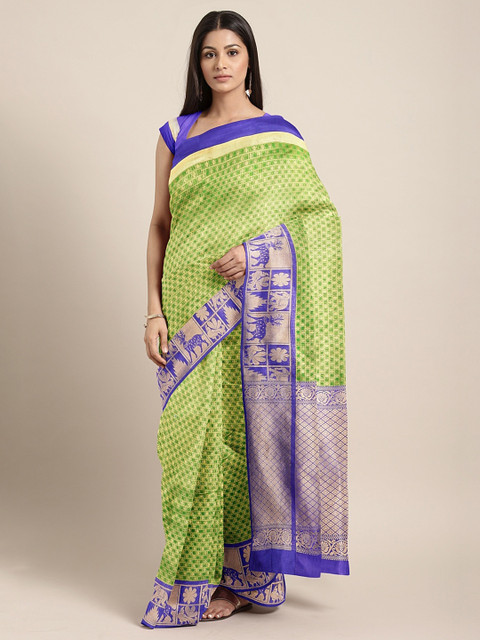 

The Chennai Silks Classicate Green & Blue Woven Design Saree