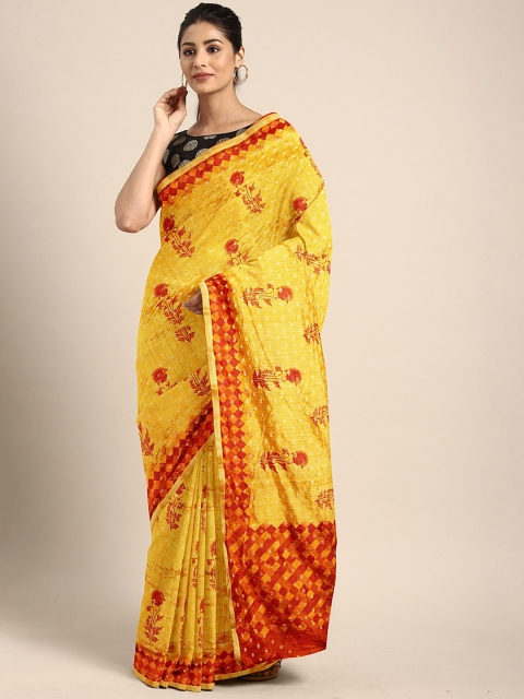 

The Chennai Silks Classicate Yellow & Red Floral Print Saree