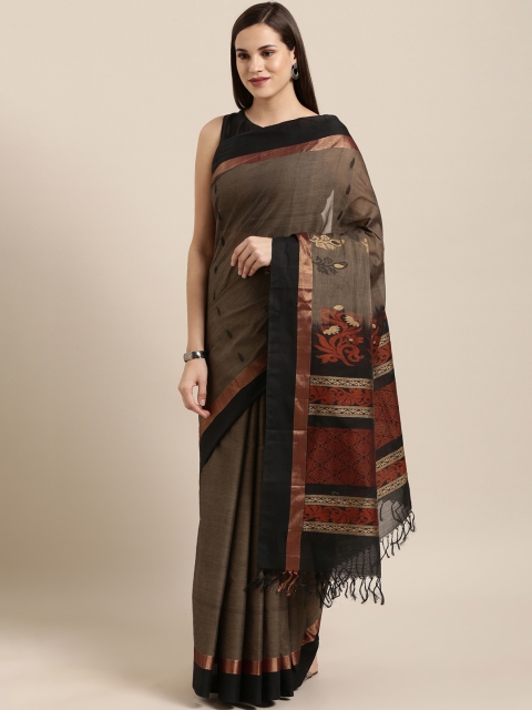 

The Chennai Silks Classicate Grey & Brown Silk Cotton Woven Design Kovai Saree