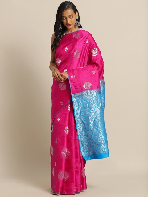 

The Chennai Silks Magenta Pink & Blue Pure Silk Woven Design Kanjeevaram Saree