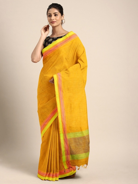 

The Chennai Silks Classicate Mustard Yellow Solid Pure Cotton Ichalkaranji Saree