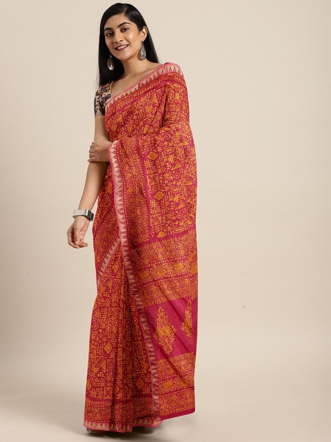 

The Chennai Silks Classicate Red & Orange Viscose Rayon Printed Banarasi Saree