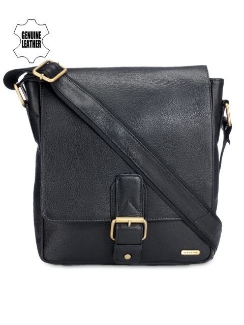 

Teakwood Leathers Unisex Black Genuine Leather Messenger Bag