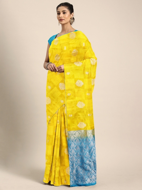 

The Chennai Silks Yellow & Blue Pure Silk Woven Design Kanjeevaram Saree