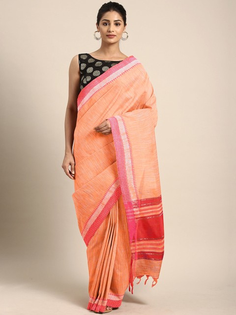 

The Chennai Silks Classicate Peach-Coloured Ichalkaranji Cotton Woven-Design Saree