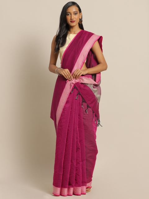 

The Chennai Silks Classicate Magenta Solid Pure Cotton Saree