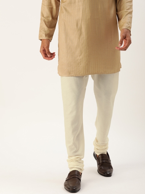 

House of Pataudi Men Off-White Straight Fit Solid Churidar