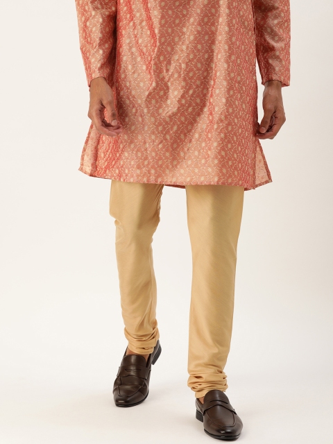 

House of Pataudi Men Beige Straight Fit Solid Churidar