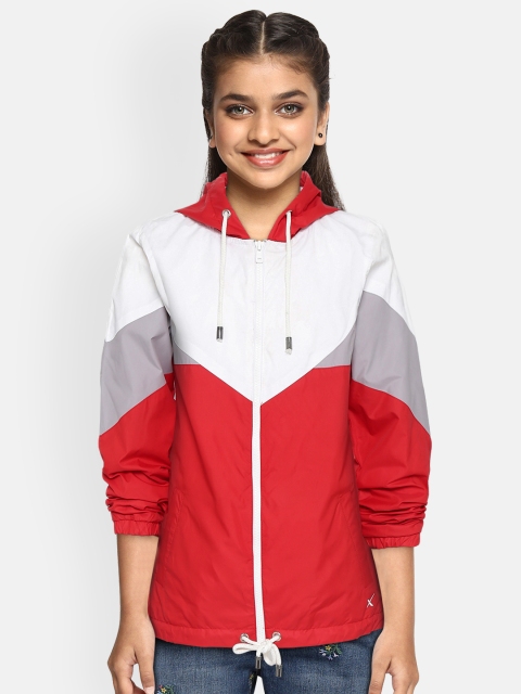

HRX by Hrithik Roshan Girls White & Red Antimicrobial & Rapid-Dry Lifestyle Jacket