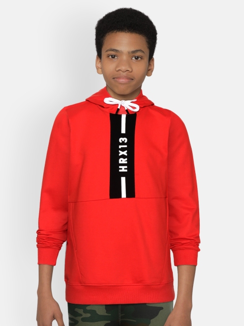 

HRX by Hrithik Roshan Boys Flame Scarlet Solid Regular Fit Bio-Wash Lifestyle Sweatshirt, Orange
