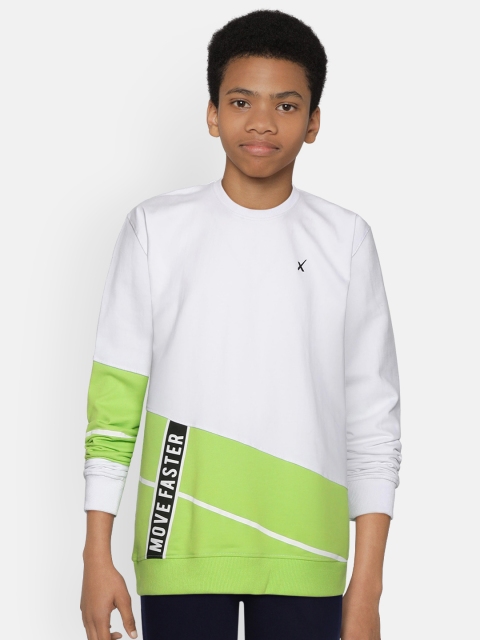 

HRX by Hrithik Roshan Boys Optic White & Neon Green Rapid-Dry Active Sweatshirt