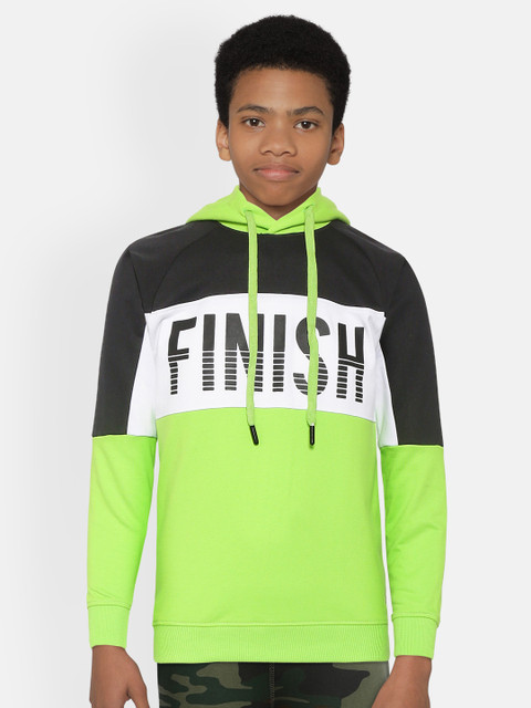 

HRX by Hrithik Roshan Boys Optic White Colourblock Regular Fit Antimicrobial Sweatshirt, Green