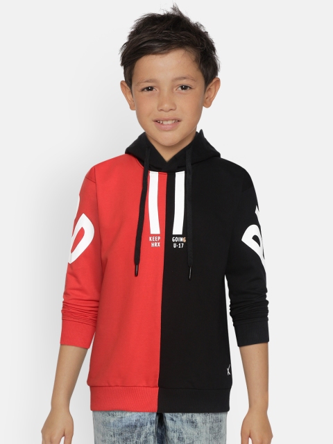 

HRX by Hrithik Roshan Boys Black & Red Antimicrobial Rapid-Dry Active Sweatshirt