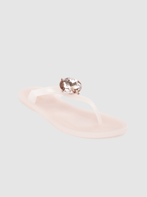 

Lavie Women Light Pink Stone-Studded T-Strap Flats