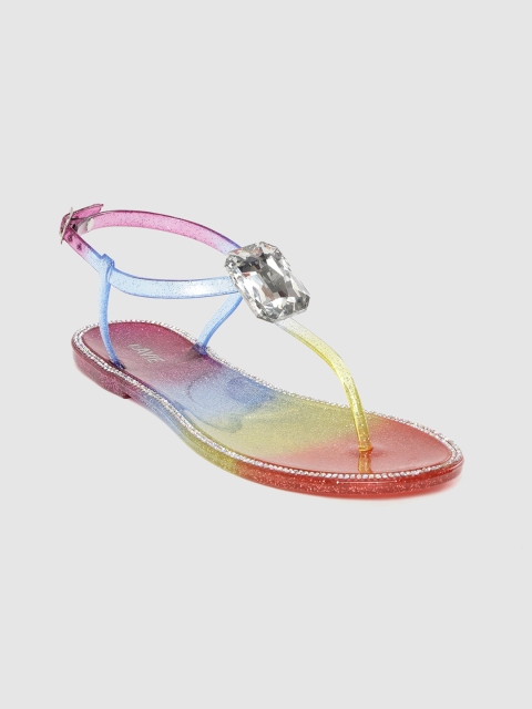 

Lavie Women Multicoloured Ombre T-Strap Flats, Multi