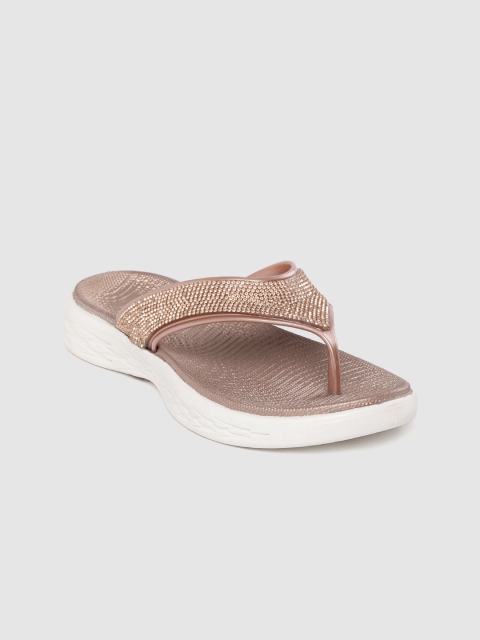 

Lavie Women Rose Gold-Toned Embellished Open Toe Flats