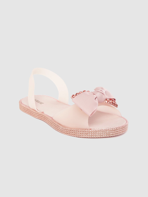 

Lavie Women Light Pink Solid Open Toe Flats With Bow Detail