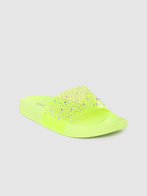 

Lavie Women Fluorescent Green Embellished Open Toe Flats