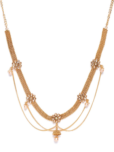 

JEWELS GEHNA Off-White Gold-Plated Kundan Studded & Beaded Handcrafted Kamarbandh
