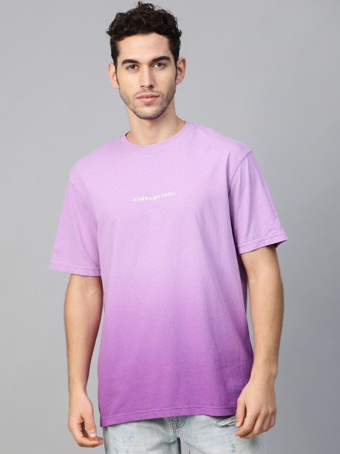 

AMERICAN EAGLE OUTFITTERS Men Purple Ombre Effect Standard Fit Round Neck T-shirt