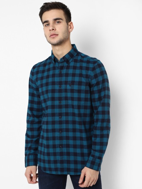 

AMERICAN EAGLE OUTFITTERS Men Blue Regular Fit Checked Casual Shirt