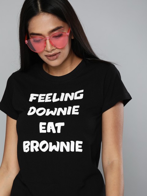

Kook N Keech Women Black Printed Round Neck T-shirt