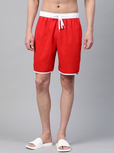 

ADIDAS Men Red 3-Stripes CLX Solid Swim Shorts