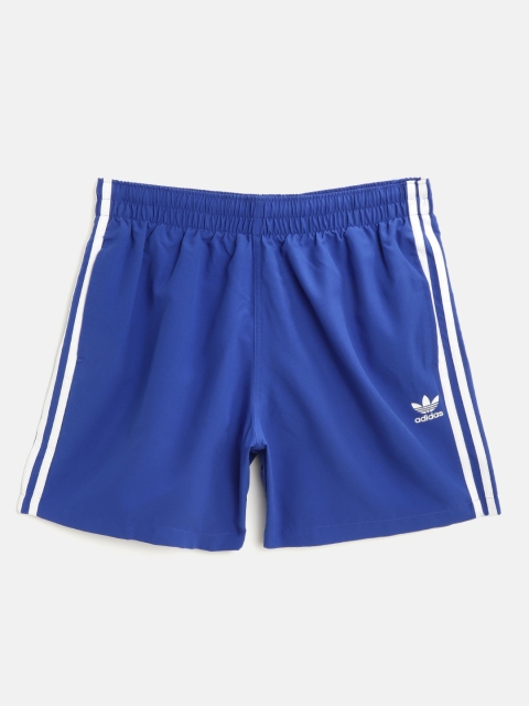 

ADIDAS Originals Men Blue Solid 3 Stripe Swim Shorts