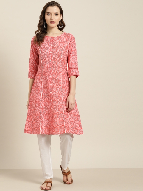 

Sangria Women Yellow and Blue Printed A-Line Kurta, Coral