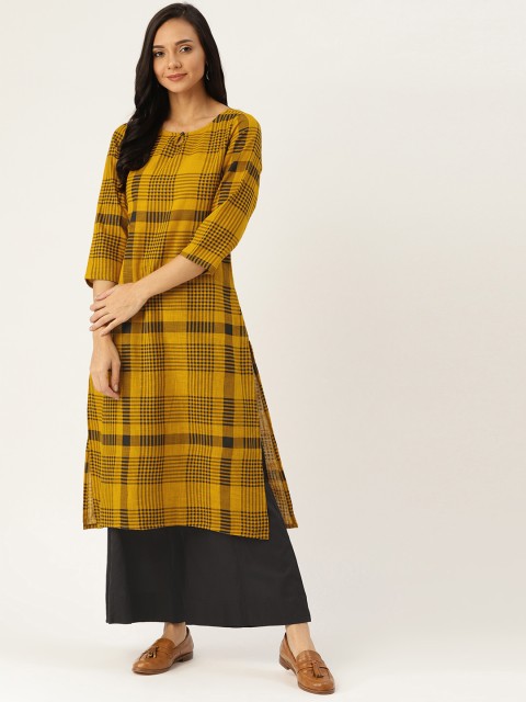 

Sangria Women Yellow & Black Printed Kurta with Palazzos