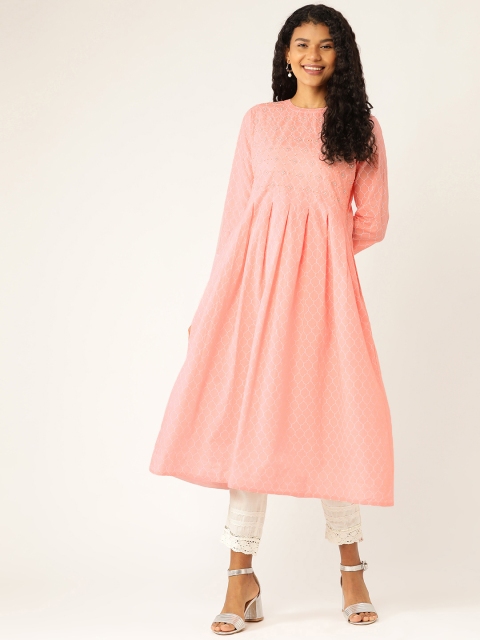 

Sangria Women Pink & White Printed A-Line Kurta
