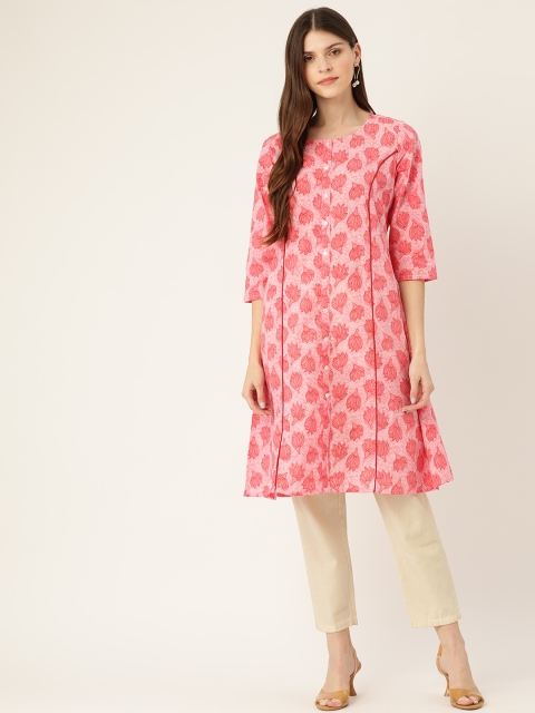 

Sangria Women Pink & Red Floral Print A-Line Kurta