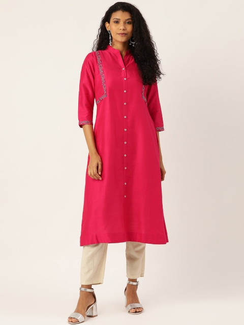 

Sangria Women Magenta Solid A-Line Kurta