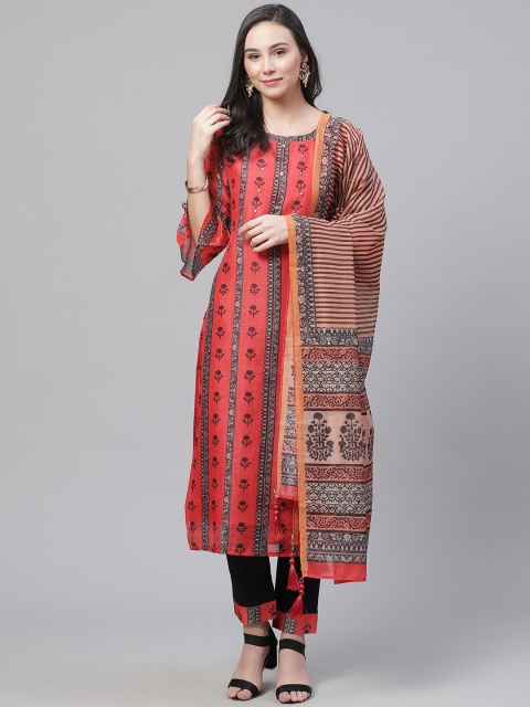 

Chhabra 555 Red & Black Digital Handloom Print Unstitched Dress Material