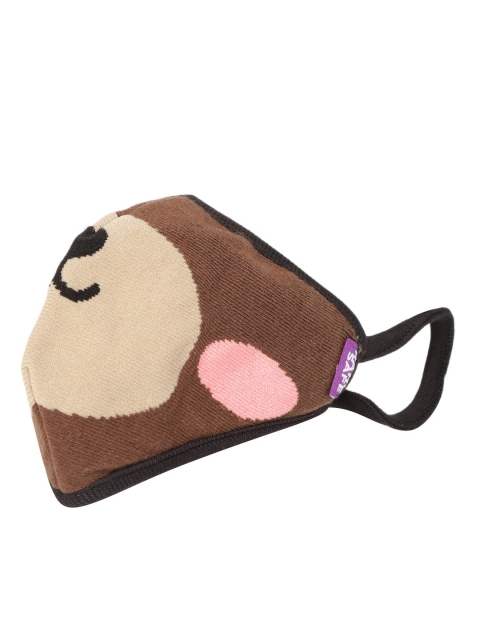 

Raho Safe Kids Brown & Beige Bear It Patterned 4-Ply Reusable Outdoor Cloth Mask
