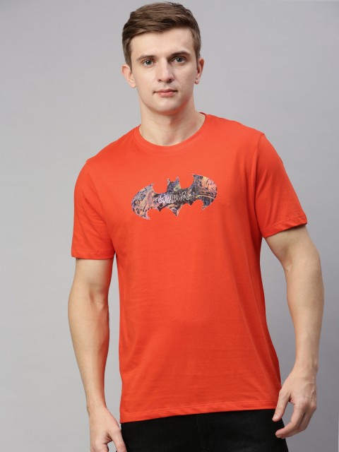 

Kook N Keech Batman Men Orange Printed Round Neck T-shirt