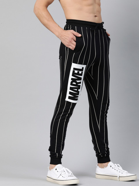 

Kook N Keech Marvel Men Black and White Striped Track Pants