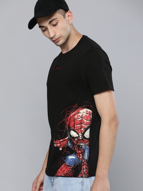 

Kook N Keech Marvel Men Black Spiderman Printed Round Neck T-shirt
