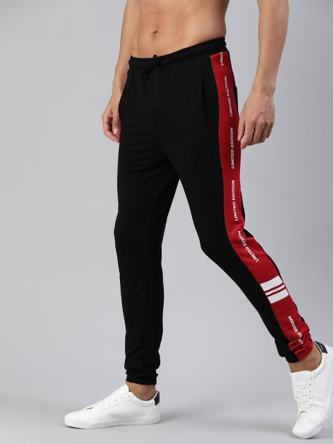 

Kook N Keech Men Black Solid Straight Fit Side Striped Joggers