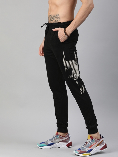 

Kook N Keech Batman Men Black Slim Fit Solid Joggers with Printed Detail