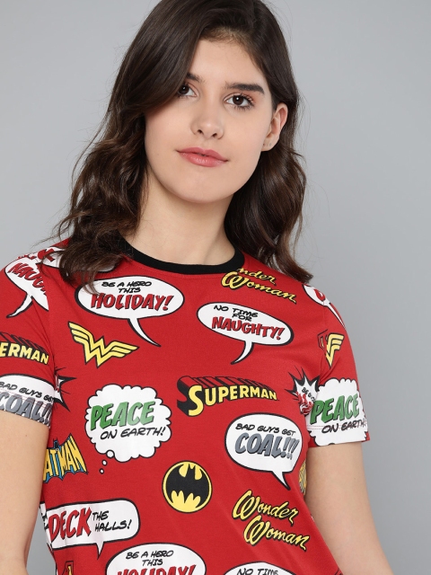 

DC by Kook N Keech Women Red & White Superhero Print Round Neck T-shirt