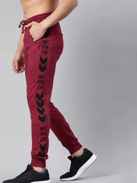 

Kook N Keech Men Maroon Solid Straight Fit Joggers with Side Stripes